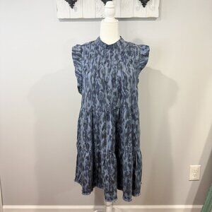 Anthropologie Jenee Tiered Tunic Dress Leopard Print Size M